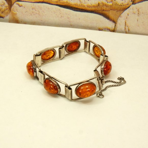 UNISEX AMBER and 925 SILVER LINK BRACELET 7, TENNIS STYLE, GIFT FOR HER or HIM - Picture 9 of 10